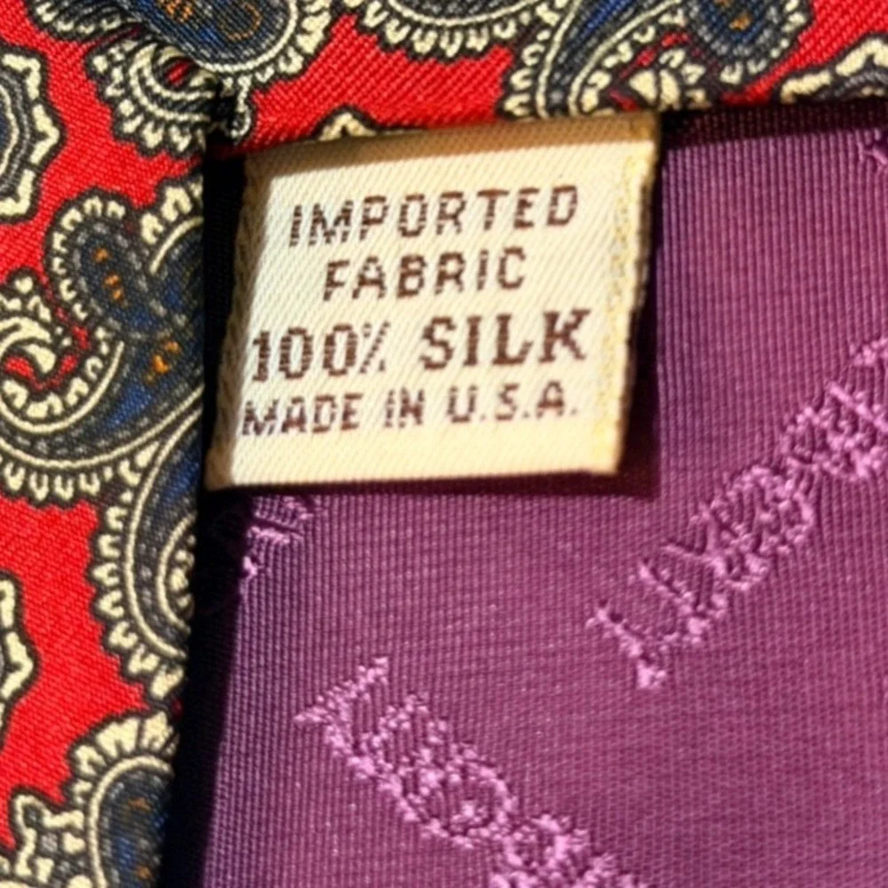 Liberty of London Necktie Red Paisley Silk Medallion Classic Made in USA Tie